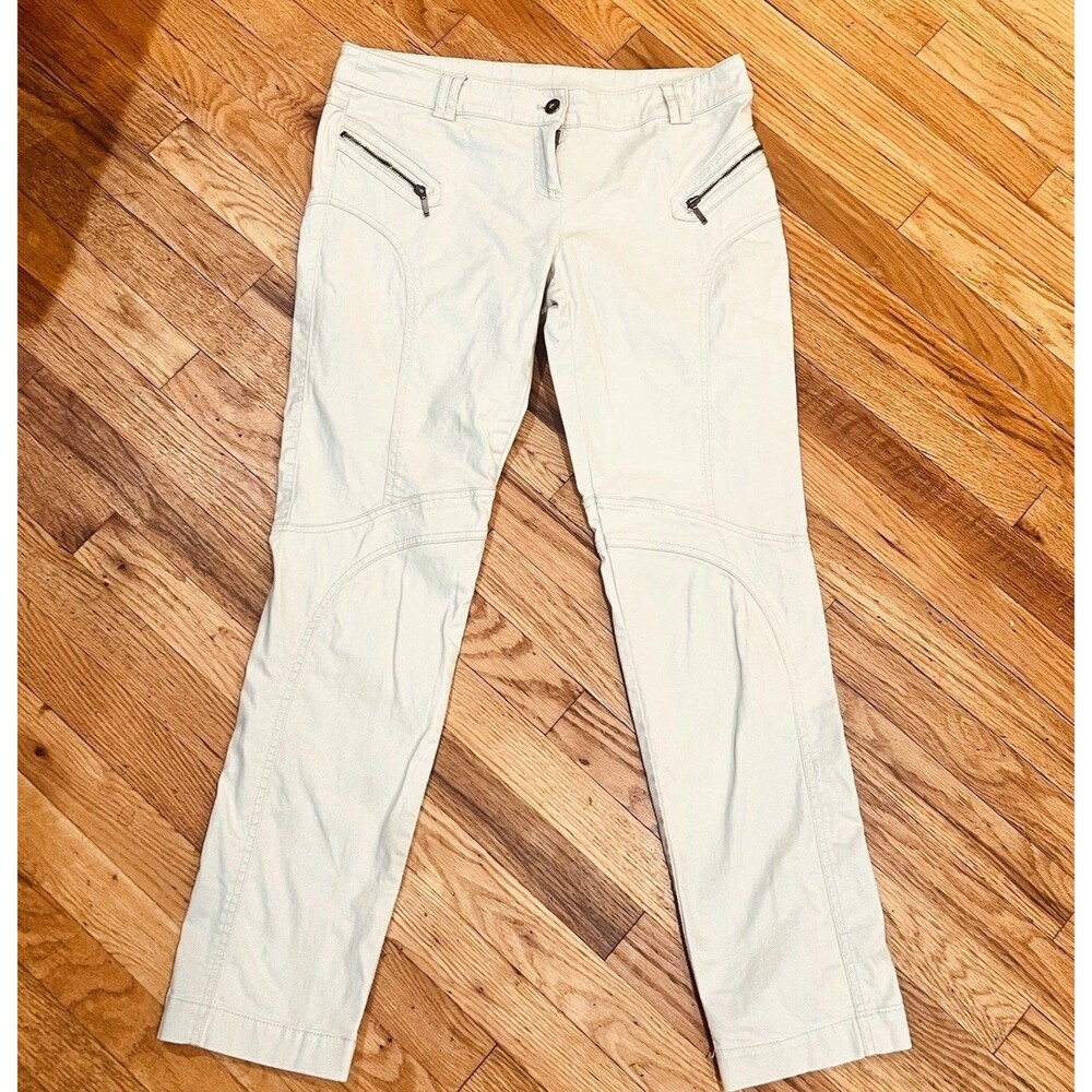 Kenar Womens Cream Off-White Moto Cargo Utility Pants 10